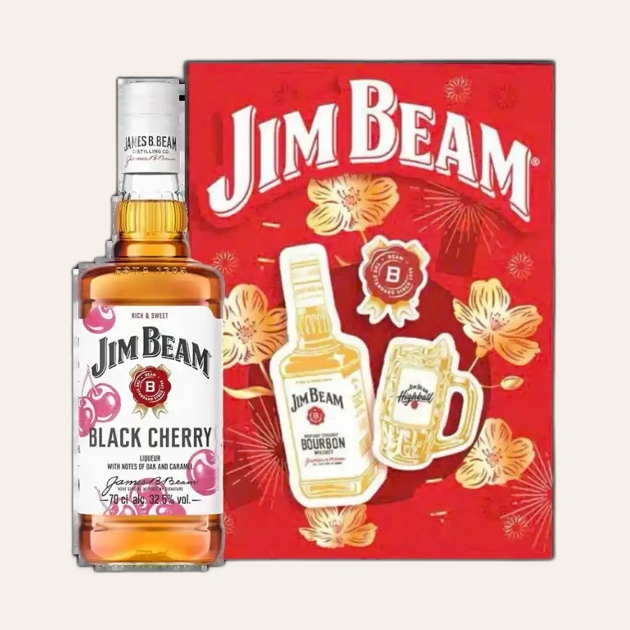 Rượu Whisky Jim Beam Black Cherry Hộp Quà Tết 2026