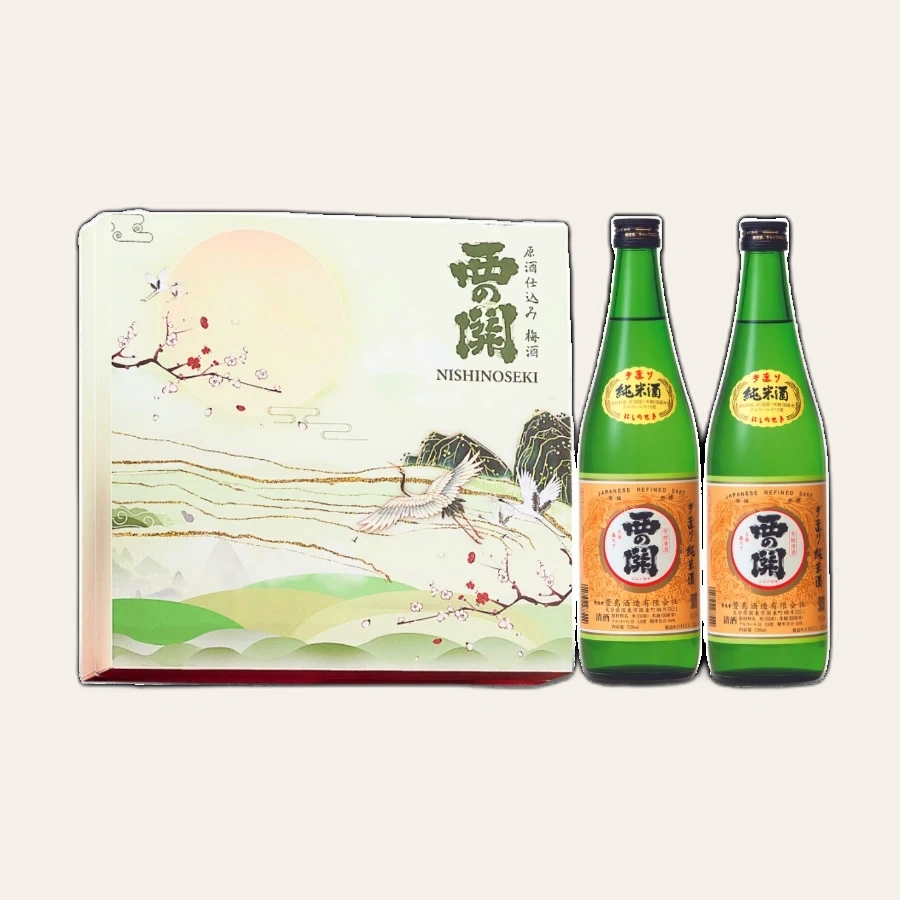 Set Quà Tết Rượu Sake Nhật Bản Nishinoseki Junmaishu 720ml