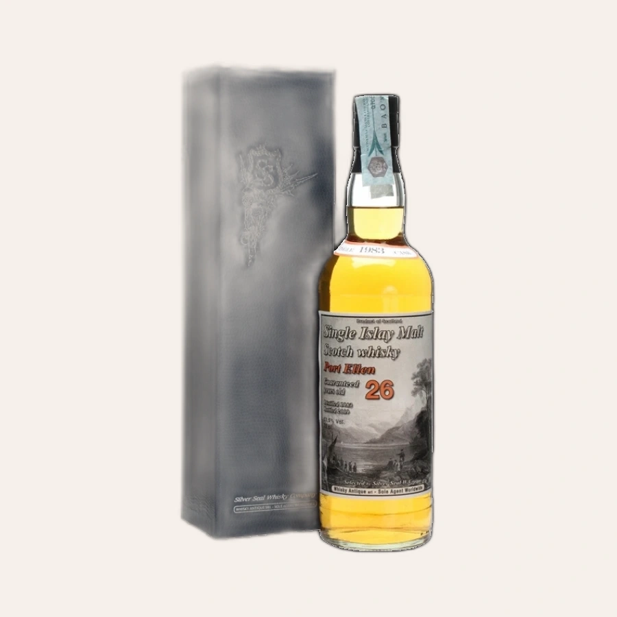 Rượu Whisky Port Ellen 26 Years Old Silver Seal For Whisky Antique 1983