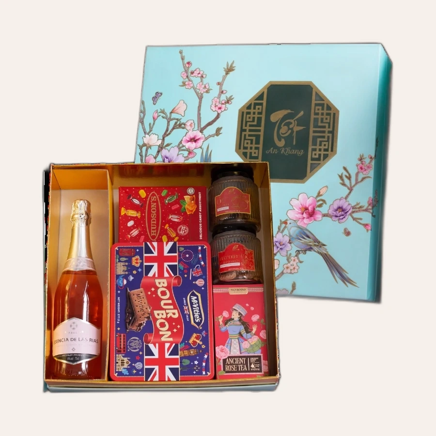 Rượu Vang Không Cồn Sparkling Rose Esencia Hộp Quà tết 2026 Set Tết An Khang 1