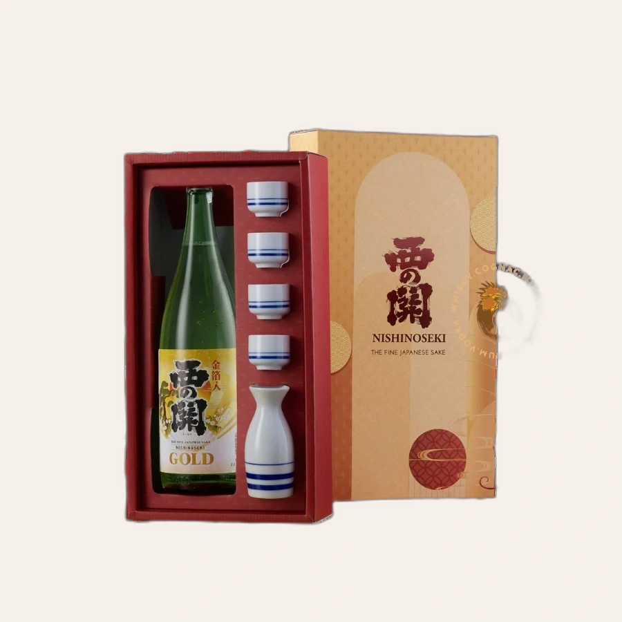 Rượu Sake Nhật Nishinoseki Gold Leaf 1.8L Hộp Quà Tết 2025