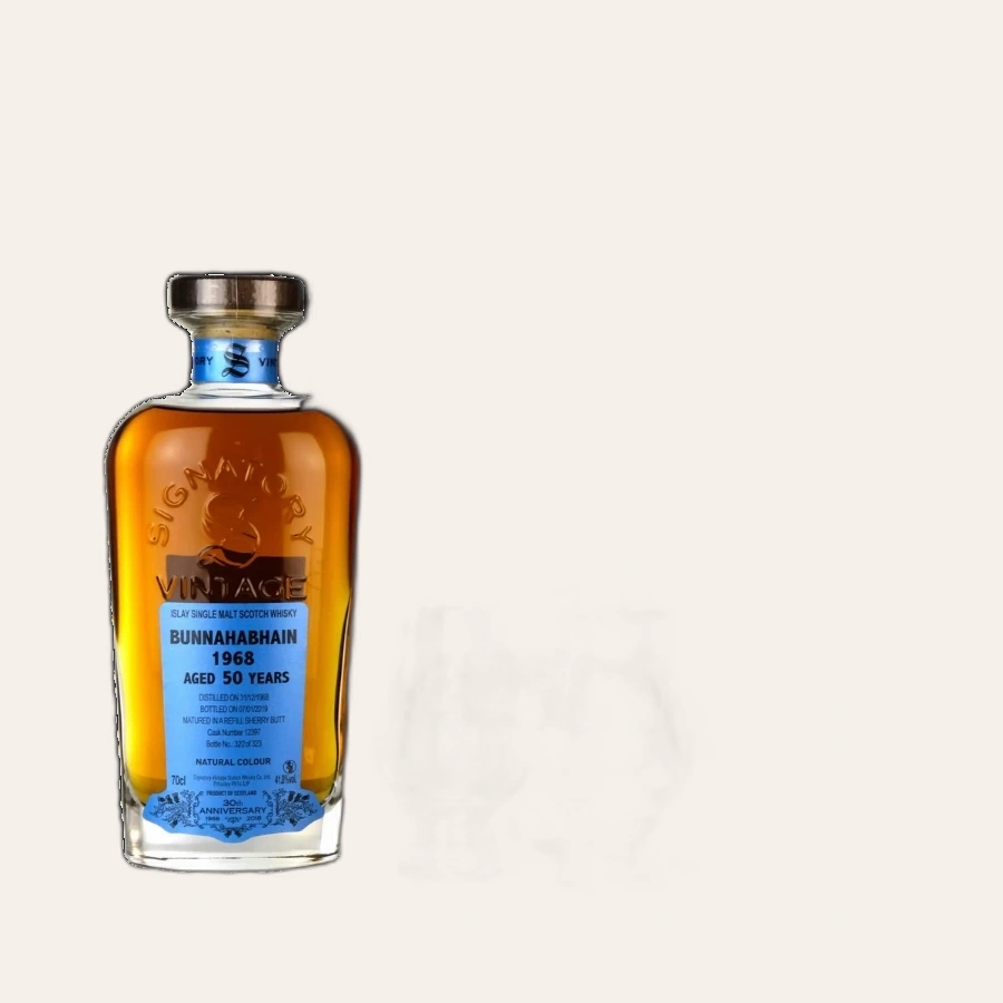 Rượu Whisky Bunnahabhain 50 Year Old Signatory Vintage 30th Anniversary Kèm 2 Ly