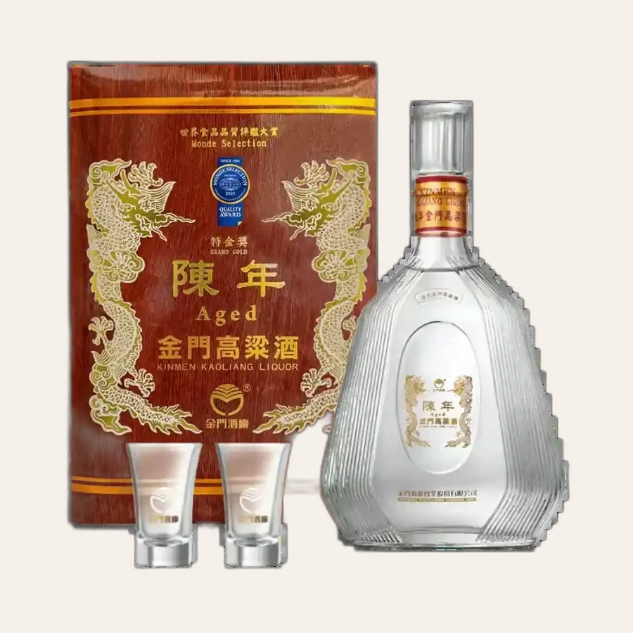 Rượu Cao Lương Kim Môn Trần Niên Kèm Bộ 2 Ly/ Kinmen Kaoliang Liquor Set/ 金門高粱 陳年高粱雙杯組