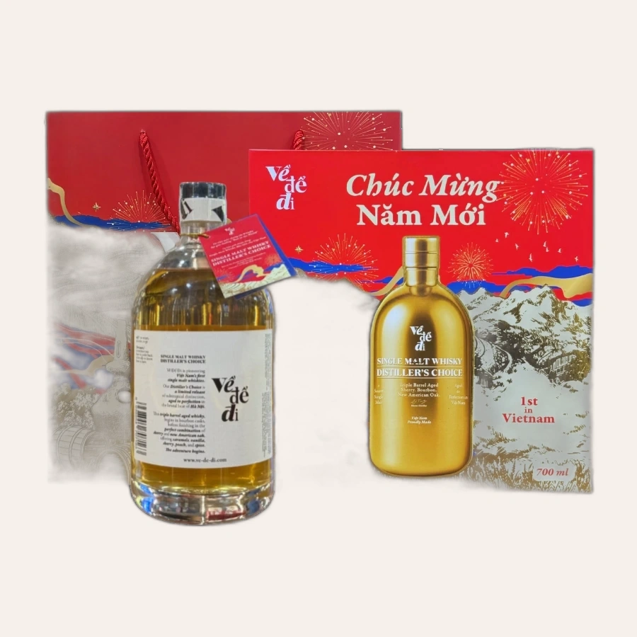 Rượu Whisky Việt Nam Ve De Di Single Malt Whisky Distiller's Choice Hộp Quà Tết 2026