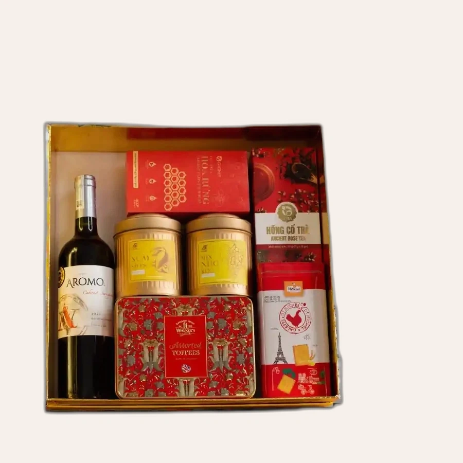 Rượu Vang Đỏ Aromo Cabernet Sauvignon Hộp Quà Tết 2026 Set Phố Xuân 2