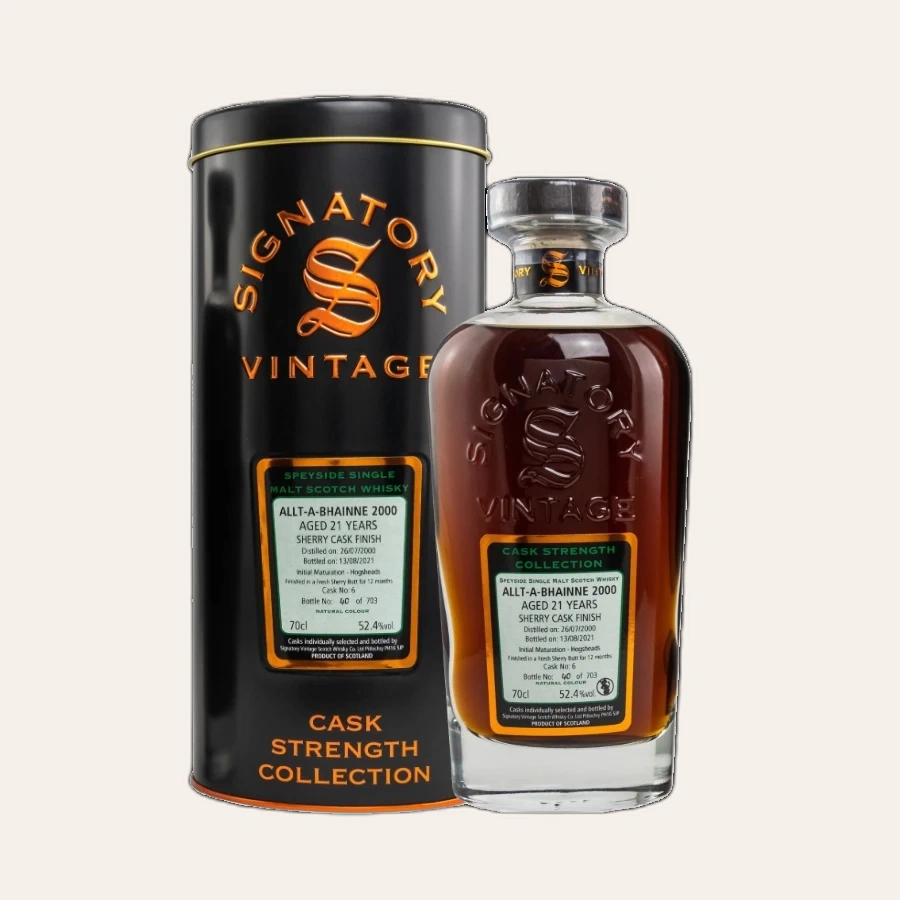 Rượu Whisky Allt-a-Bhainne 21 Year Old Cask Strength Collection Signatory Vintage 2000