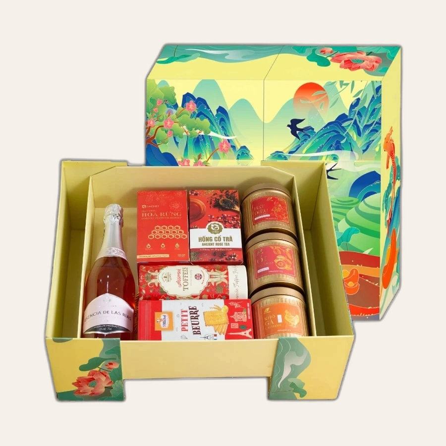 Rượu Vang Không Cồn Sparkling Rose Esencia Hộp Quà Tết 2026 Set Tinh Hoa Hội Tụ 1