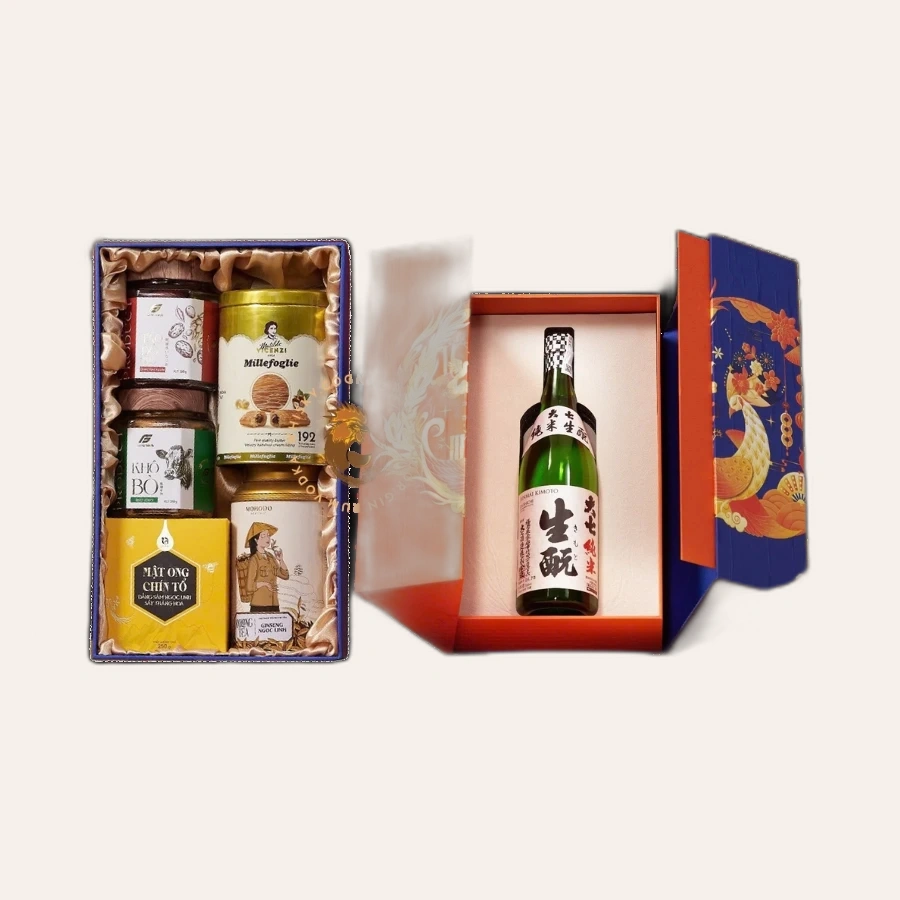 Rượu Sake Nhật Daishichi Junmai Kimoto Hộp Quà Tết 2025