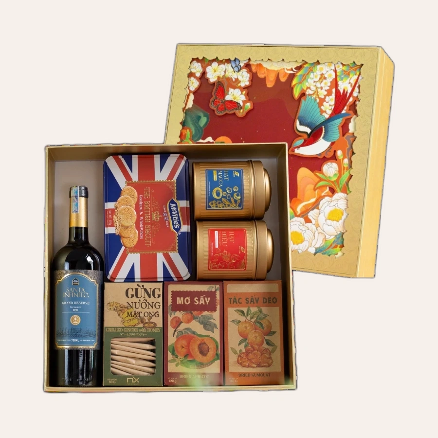 Rượu Vang Đỏ Chile Santa Infinito Grand Reserve Hộp Quà Tết 2026 Set Nghênh Sắc 3