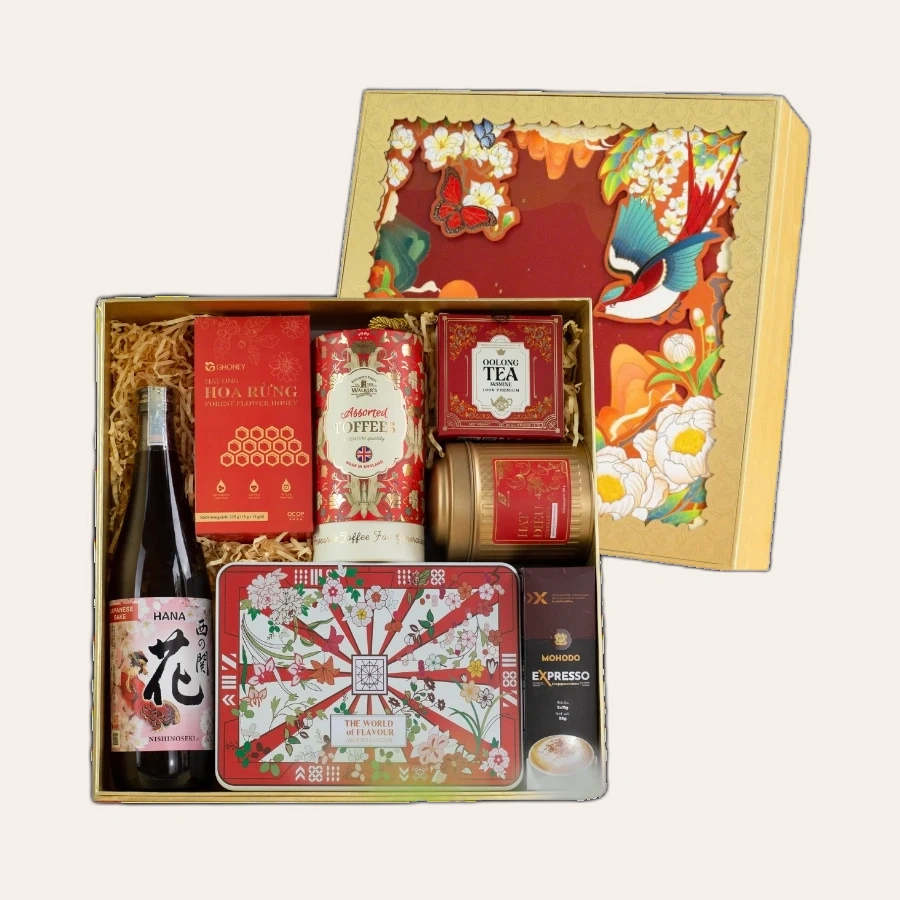 Rượu Sake Nhật Nishino Seki Hana Hộp Quà Tết 2026 Set Nghênh Sắc 10