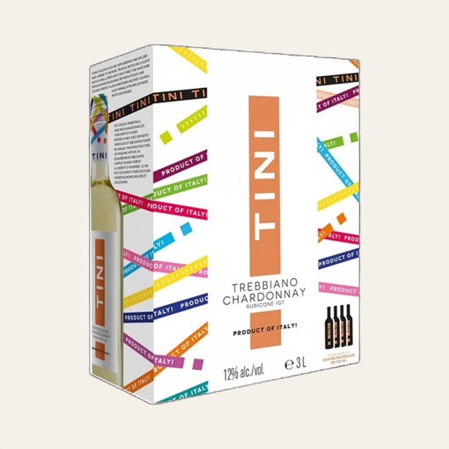 Rượu Vang Bịch Ý Tini Trebbiano Chardonnay Rubicone BIB 3L