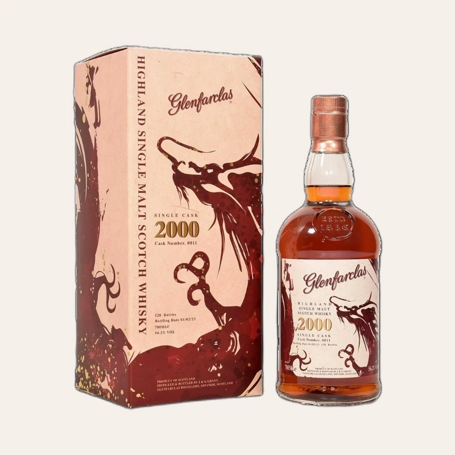 Rượu Whisky Glenfarclas 23 Year Old Wooden Dragon 2000 Single Cask Exclusively For Taiwan Travel