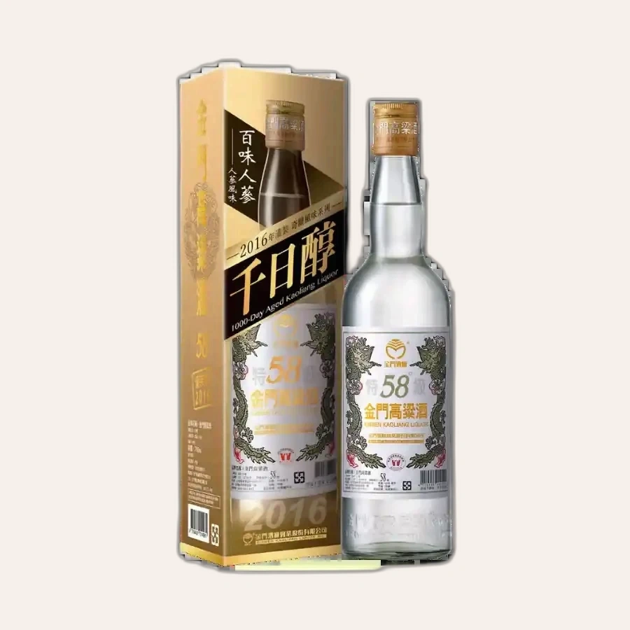 Rượu Cao Lương Kim Môn Nhân Sâm/ Kinmen Kaoliang Liquor 1000 Day Aged/ 金門高粱 58度 千日醇 百味人蔘風味 2016