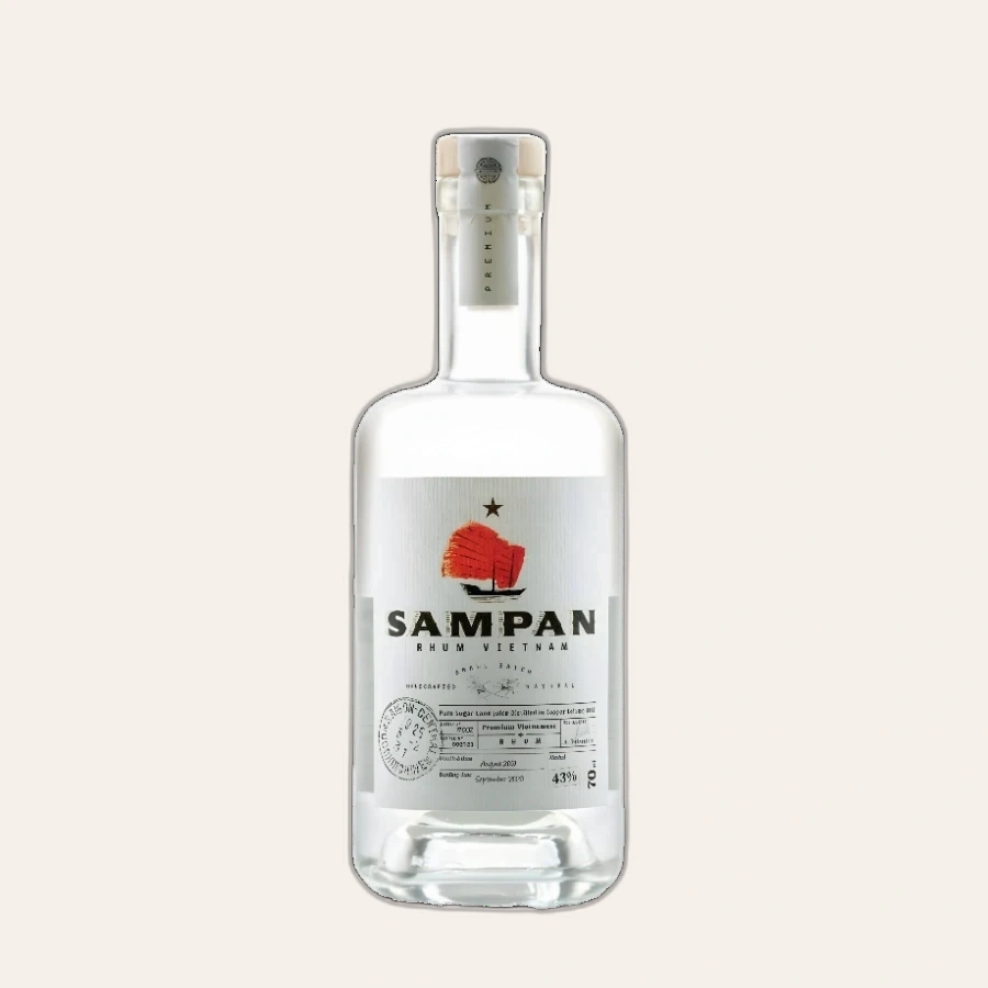 Rượu Rhum Việt Nam White Rhum Sampan 43% 700ml