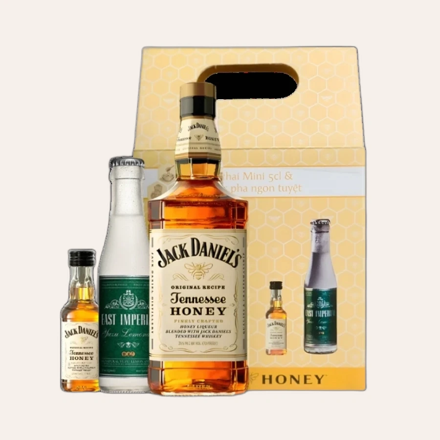 Rượu Whiskey Jack Daniel's Honey Phiên Bản Hộp Quà Kèm Chai Mini Và Nước Pha Chế