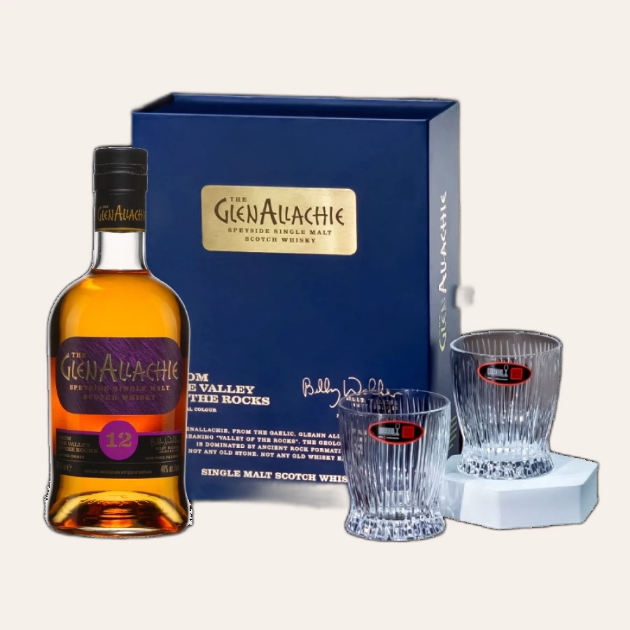 Rượu Whisky Glenallachie 12 Year Old Kèm 2 Ly Riedel Fire Whisky