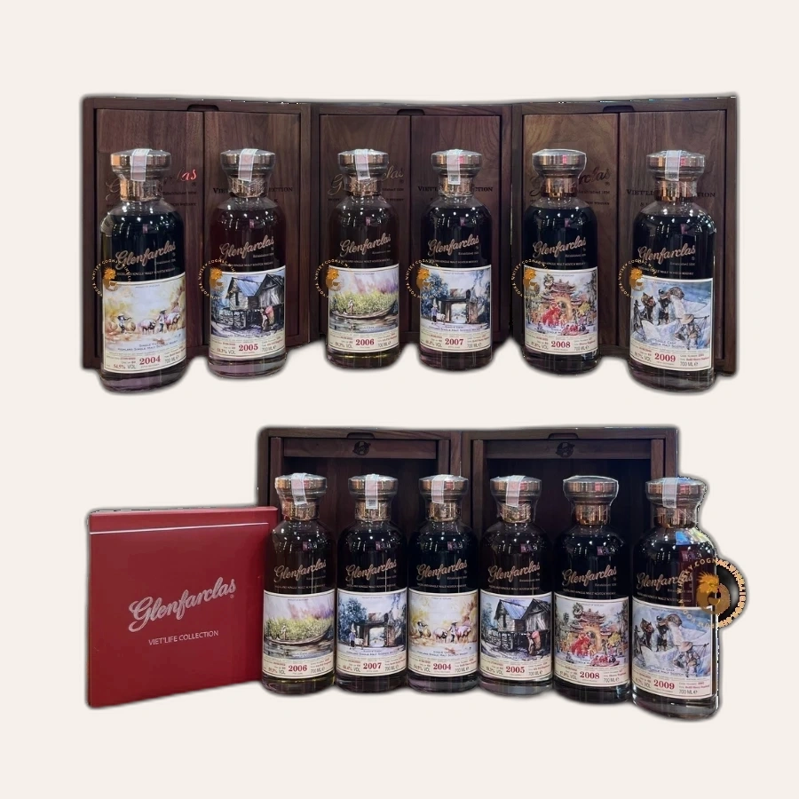 Rượu Whisky Glenfarclas Viet'life Collection Decanter Full Set Limited Edition