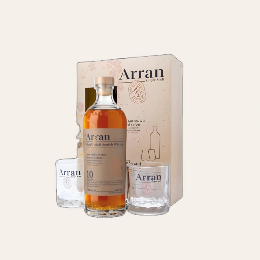 Rượu Whisky Arran 10 Year Old Kèm 2 Ly Cao Cấp Phiên Bản Hộp Quà 2025