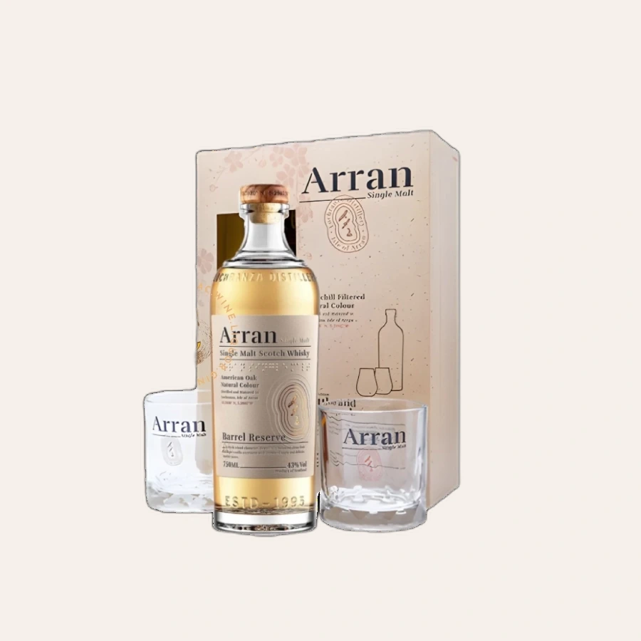 Rượu Whisky Arran Barrel Reserve Kèm 2 Ly Cao Cấp Phiên Bản Hộp Quà 2025