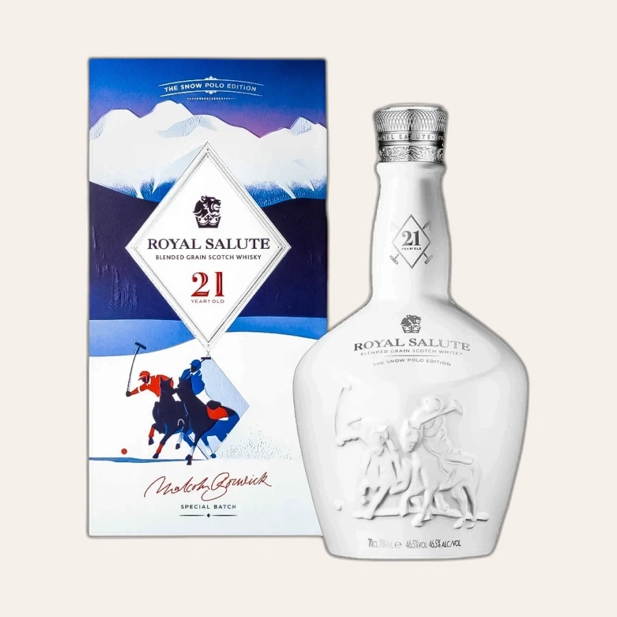 Rượu Whisky Royal Salute 21 Year Old The Snow Polo Edition ( Chivas 21 Polo Trắng )