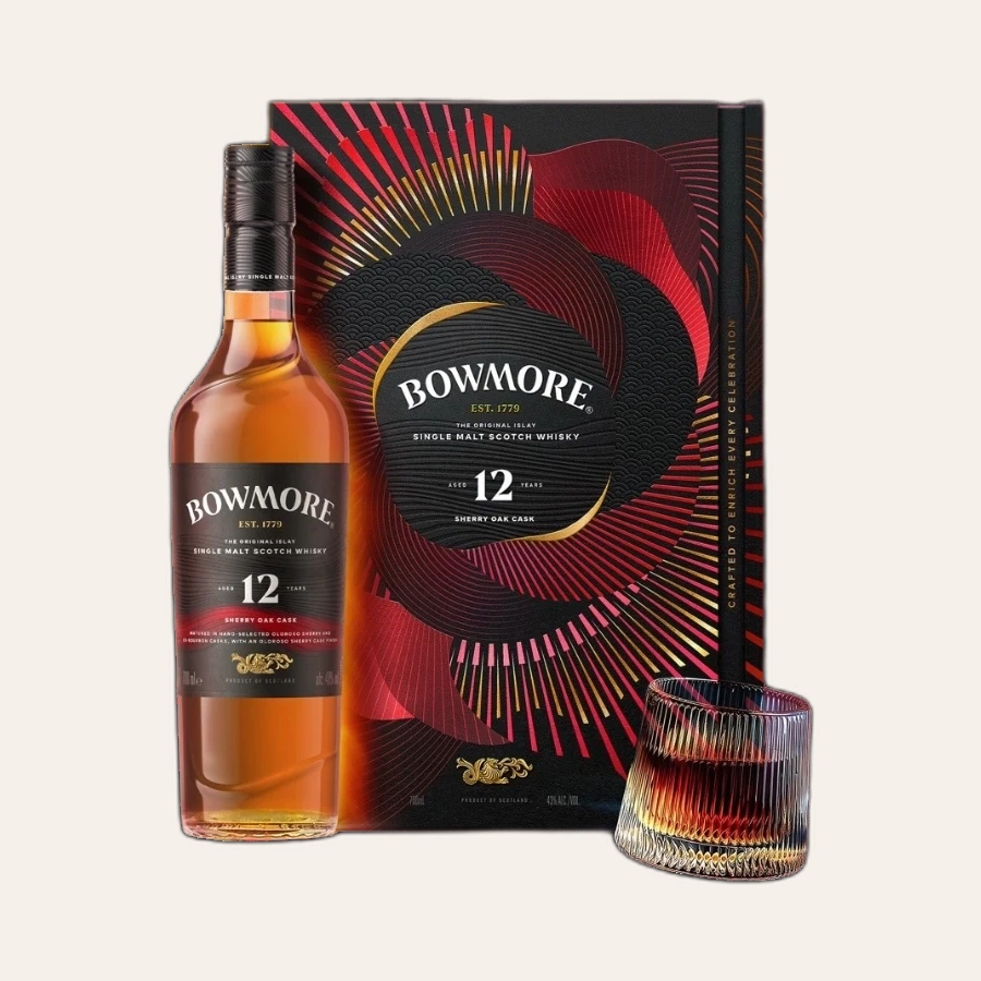 Rượu Whisky Bowmore 12 Year Old Sherry Oak Cask Hộp Quà Tết 2026