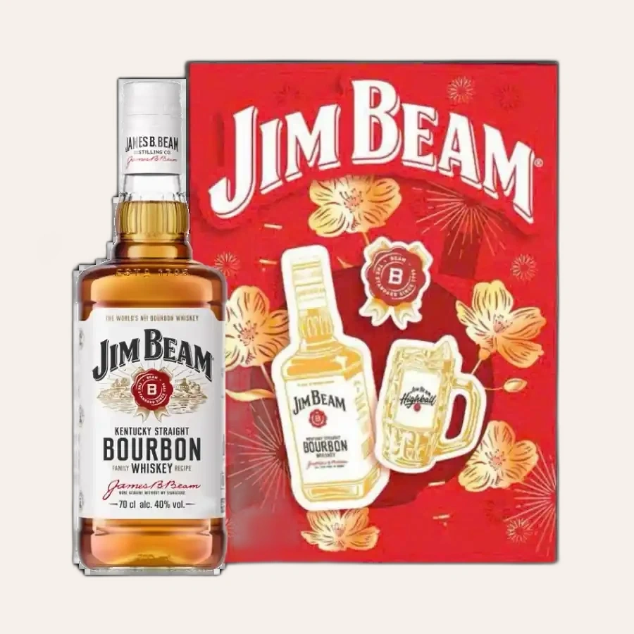 Rượu Whisky Hoa Kỳ Jim Beam White Hộp Quà Tết 2026