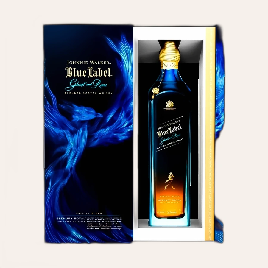 Rượu Whisky Johnnie Walker Blue Label Ghost and Rare Glenury Royal 2019