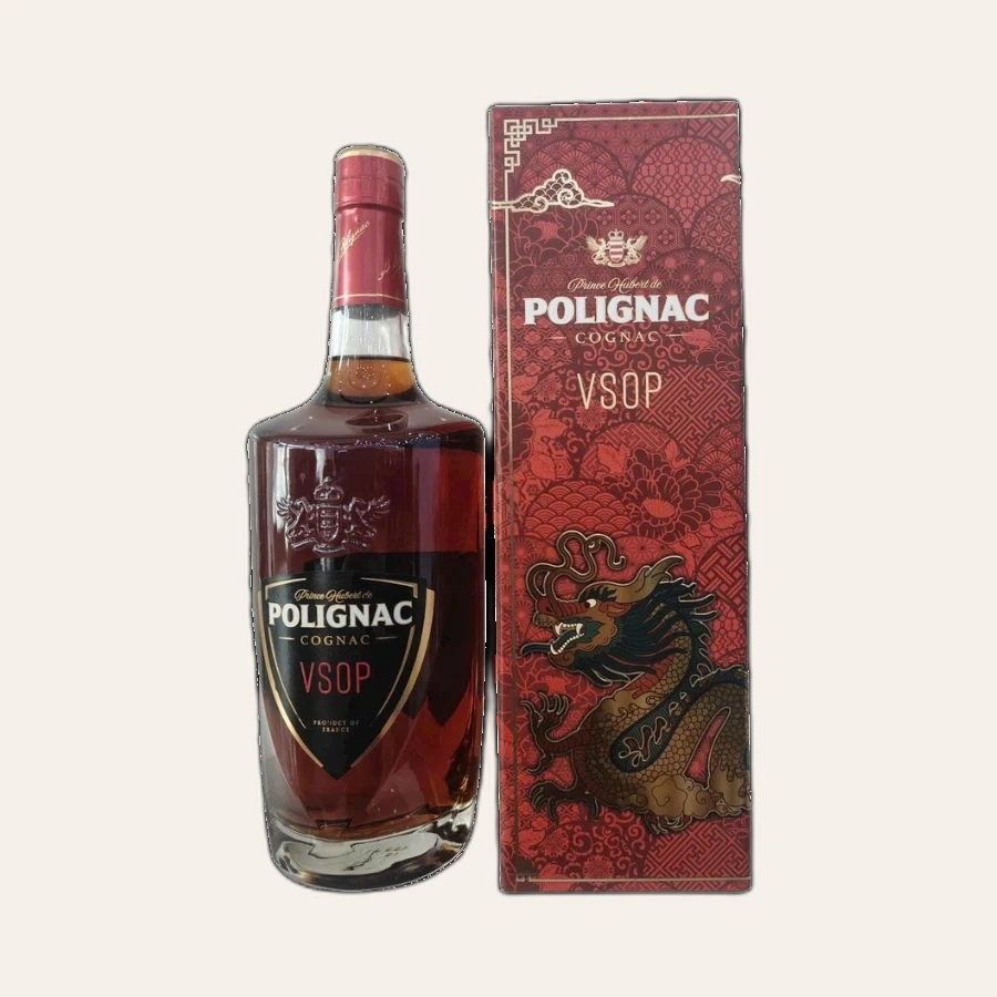 Rượu Cognac Pháp Prince Hubert de Polignac VSOP Year of Dragon 2024 1000ml