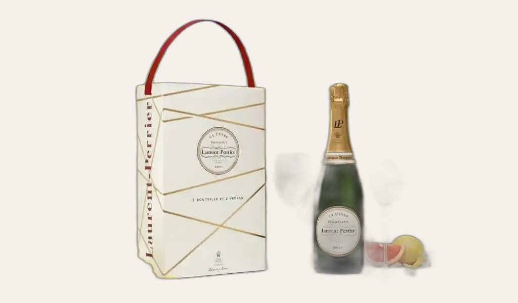 Rượu Champagne Pháp Laurent Perrier Brut La Cuvee Kèm Hộp + 2 Ly Tiêu Biểu