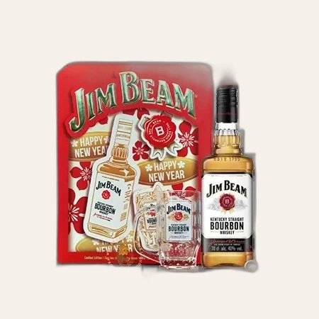 Rượu Whisky Hoa Kỳ Jim Beam White Hộp Quà Tết 2025