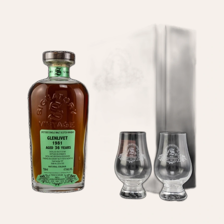 Rượu Whisky Glenlivet 36 Year Old 30th Anniversary Signatory Vintage 1981