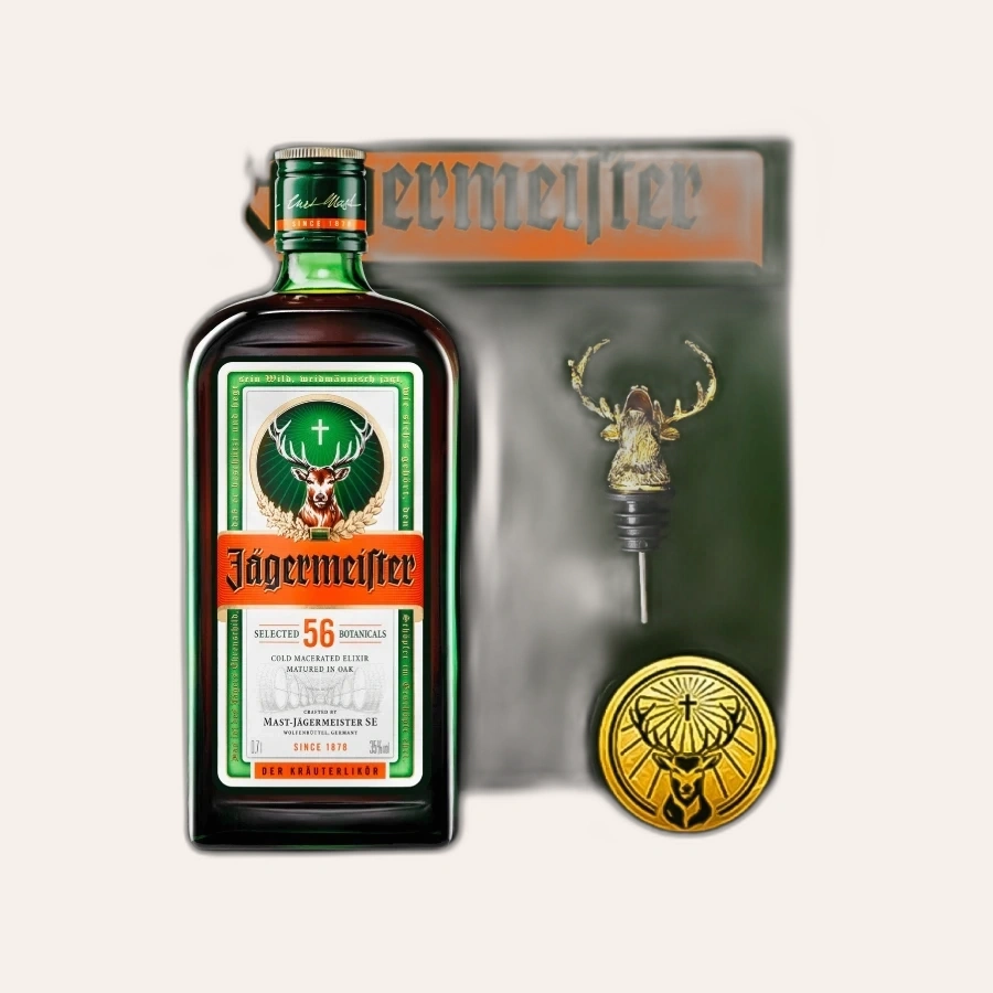 Rượu Liqueur Đức Jagermeister Hộp Quà 700ml + 1 Vòi Rót Rượu 2024