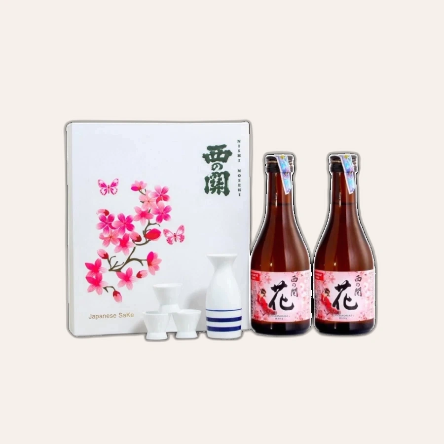 Set Quà Tết Rượu Sake Nhật Bản Nishinoseki Hana 300ml