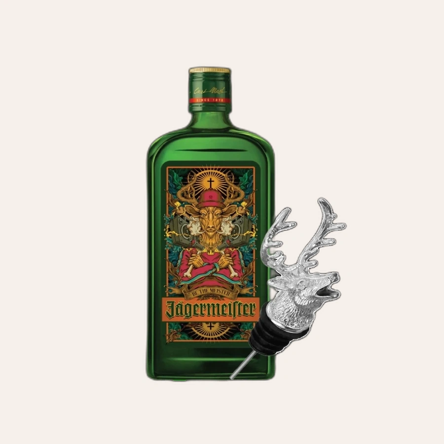 Rượu Liqueur Đức Jagermeister x P.U.S.W Bản Đặc Biệt 1.0 Hộp Quà Kèm Vòi Rót Chính Hãng 2024