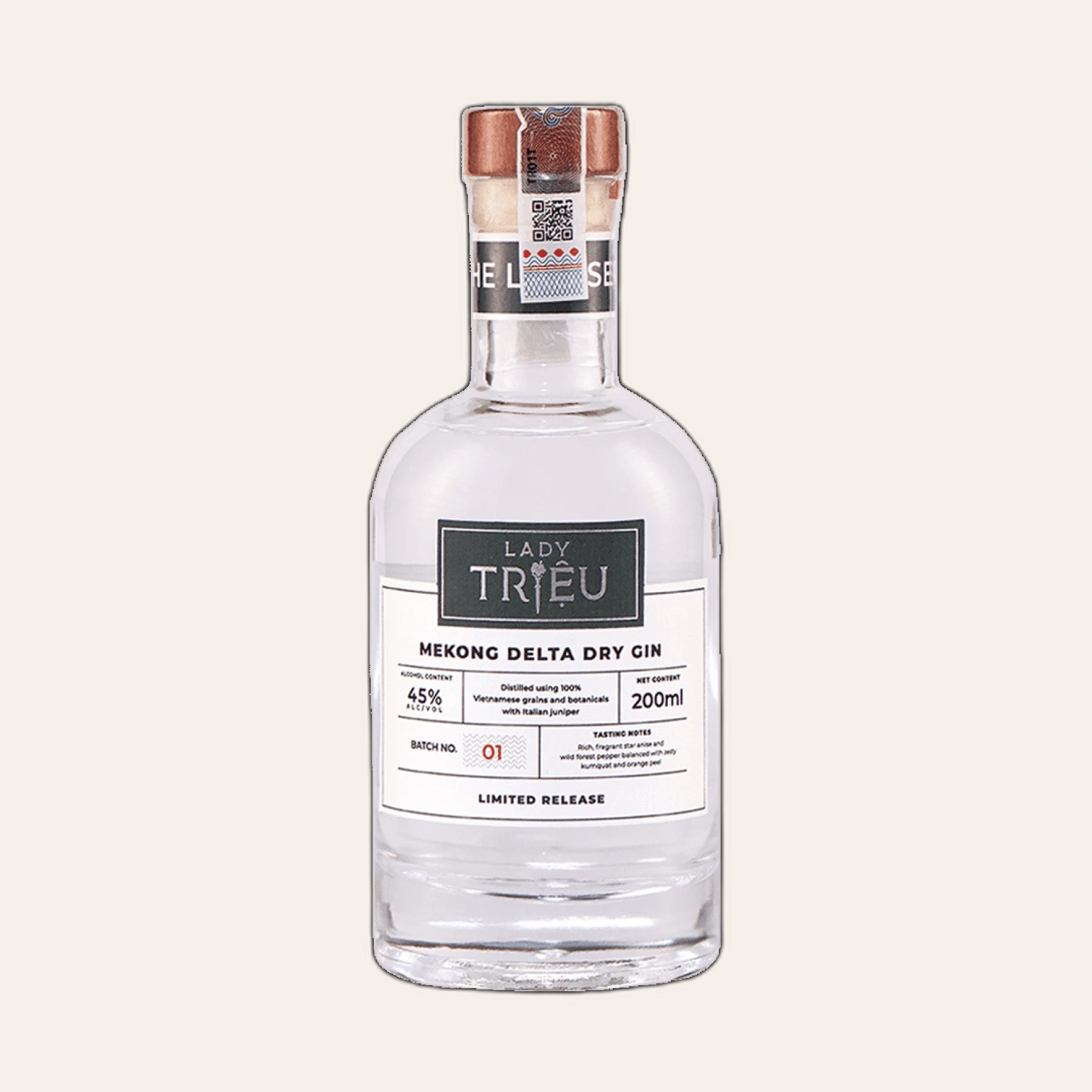 Rượu Gin Việt Nam Lady Triệu Mekong Delta Dry Gin 200ml