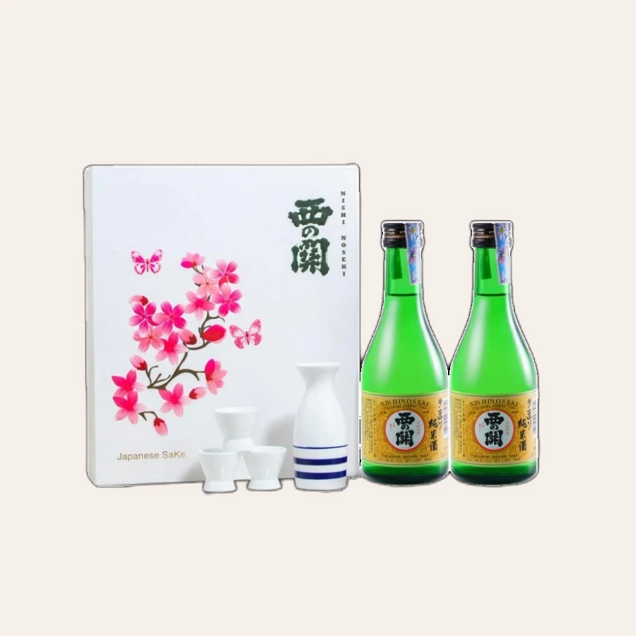 Set Quà Tết Rượu Sake Nhật Bản Nishinoseki Junmaishu 300ml