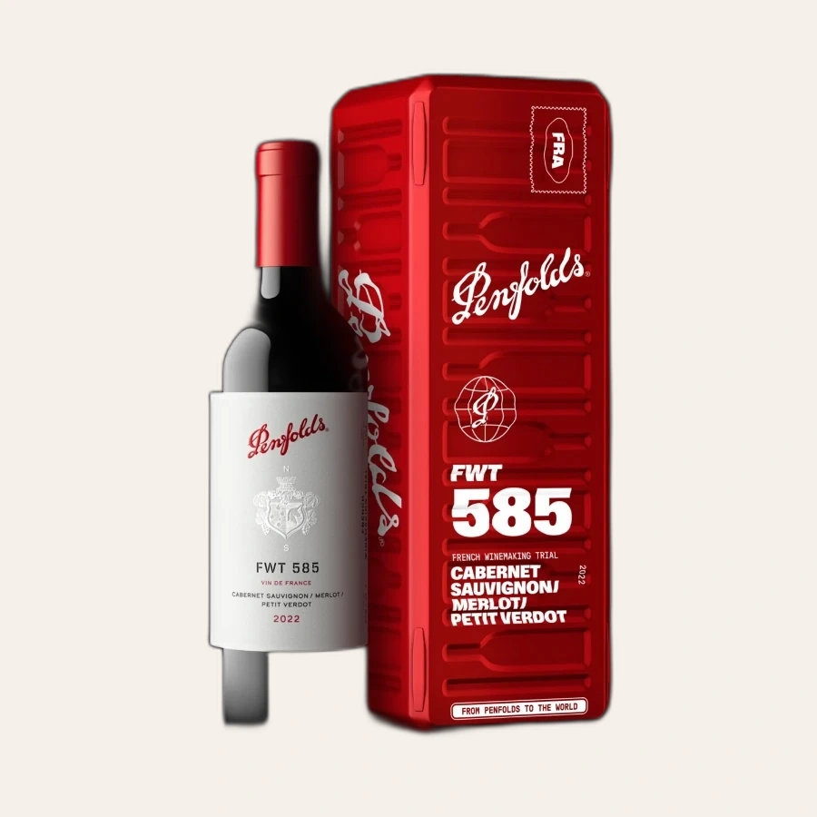 Rượu Vang Đỏ Úc Penfolds French Winemaking Trial 585 Hộp Quà Tết 2026 Hộp Thiếc