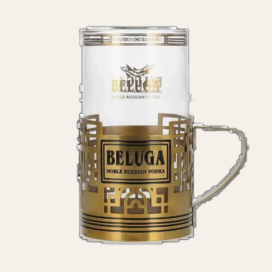 Ly Thủy Tinh Beluga Noble Russian Vodka Kèm Giá Đỡ Kim Loại
