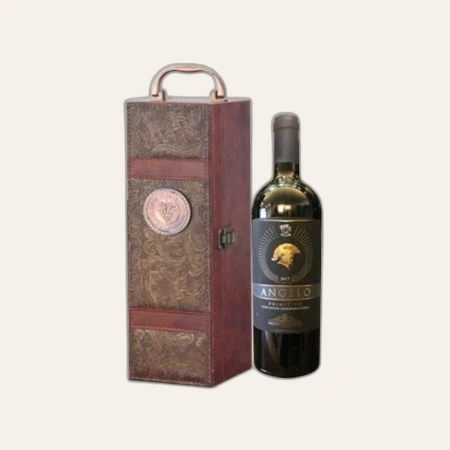 Rượu Vang Đỏ Ý Hộp da 1 chai Angelo Primitivo