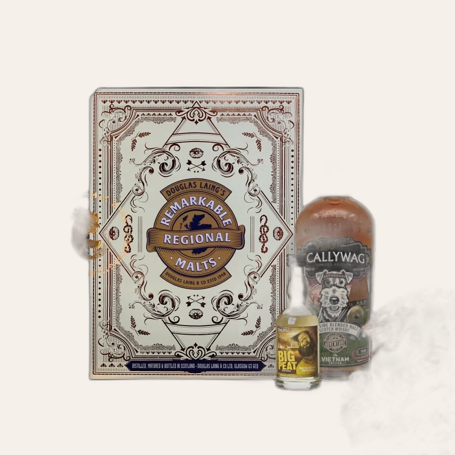 Rượu Whisky Scallywag Viet Nam Limited Edition Cồng Chiêng Tây Nguyên Phiên Bản Hộp Quà Tết Kèm Chai Mini Random