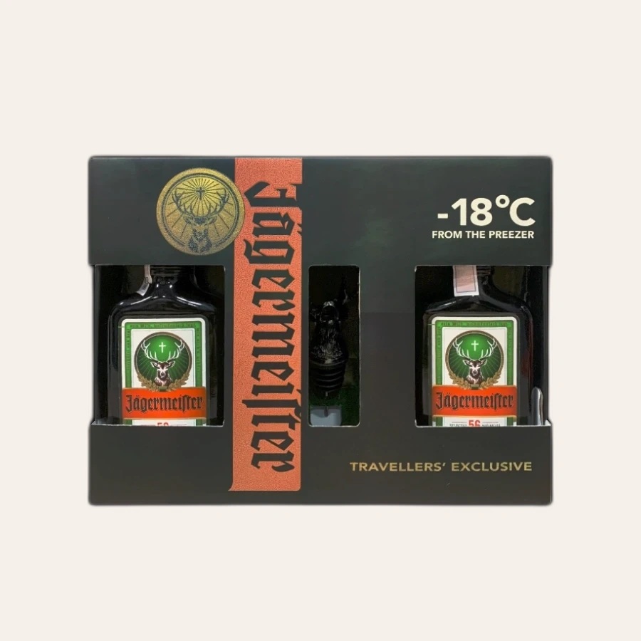 Rượu Liqueur Đức Jagermeister Phiên Bản Giới Hạn 200ml x 2 + 1 Vòi Rót Chính Hãng