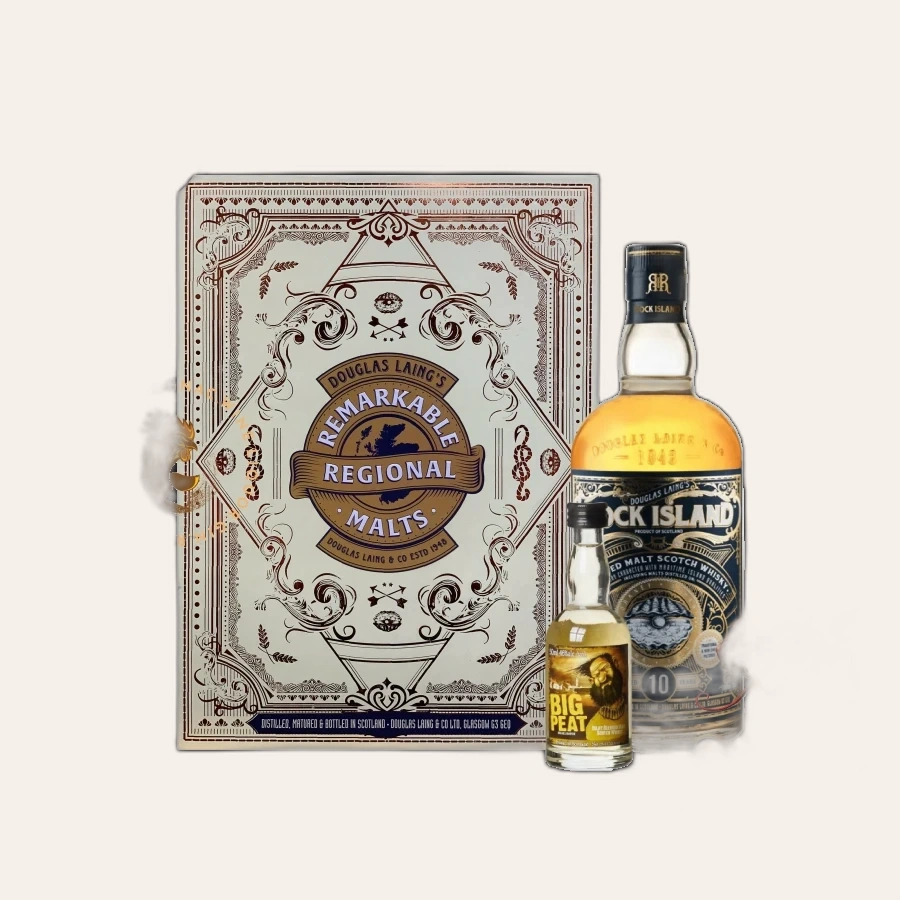 Rượu Whisky Rock Island 10 Year Old Blended Malt Scotch Whisky Phiên Bản Hộp Quà Tết Kèm Chai Mini Random
