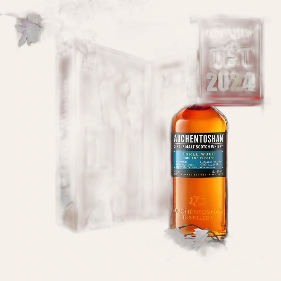 Rượu Whisky Auchentoshan Three Wood Phiên Bản Hộp Quà Tết 2024